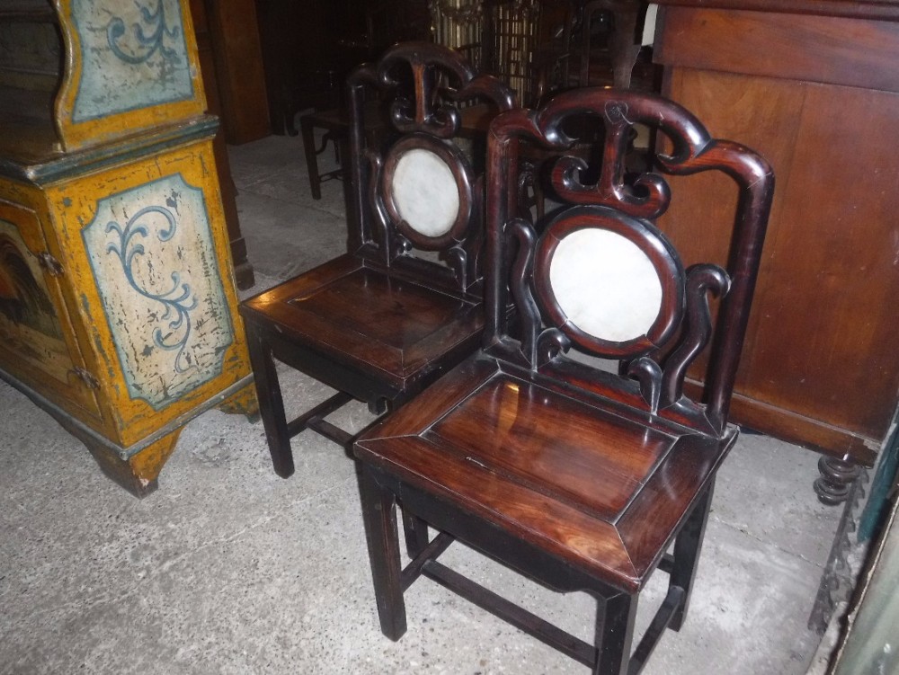 Pair of late 19th century Chinese hardwood chairs