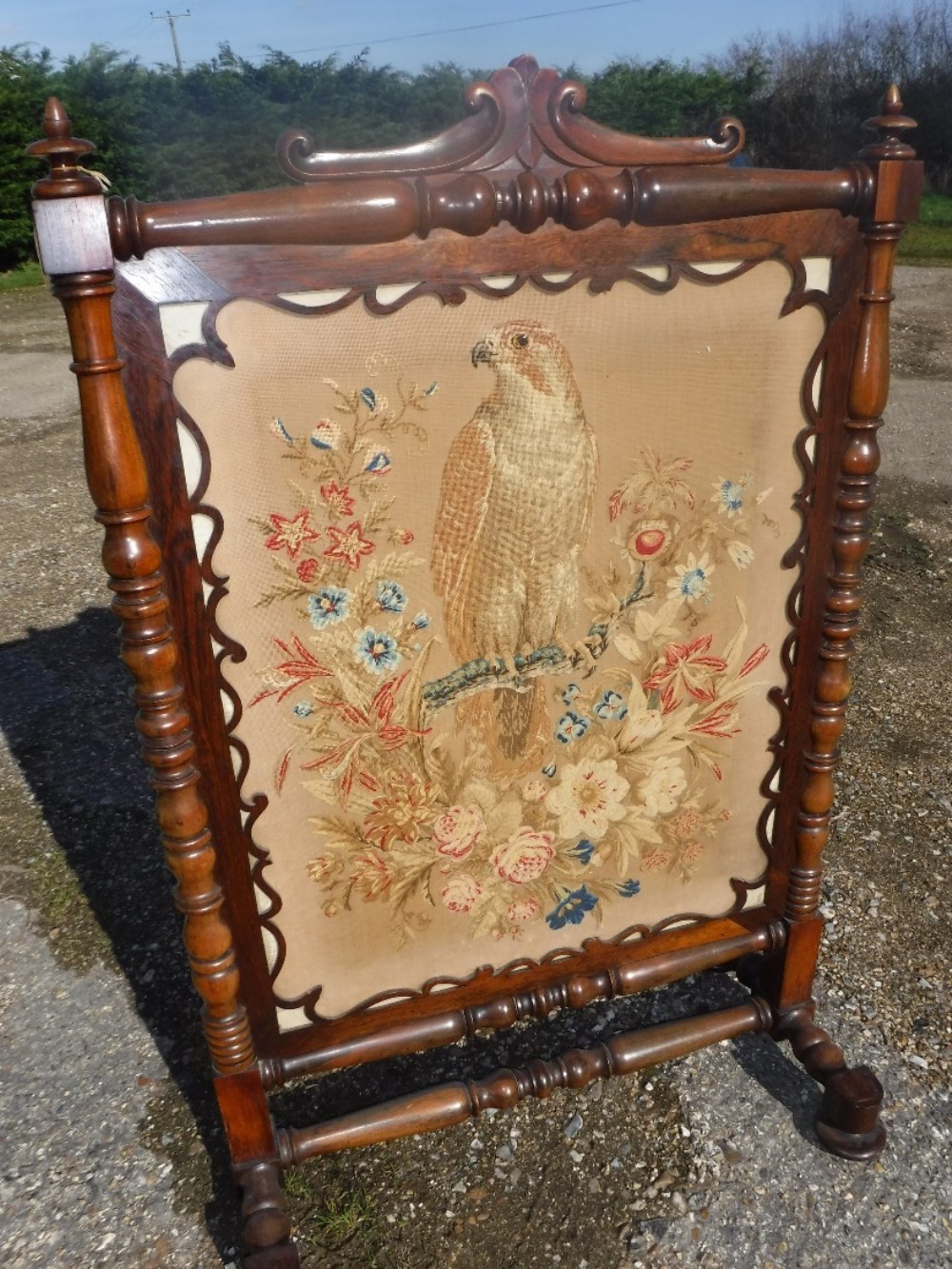 Regency rosewood frame firescreen