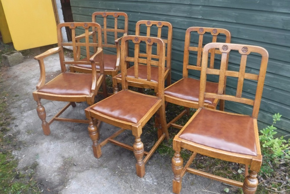 Good set of 6 oak early 20th century dining chairs