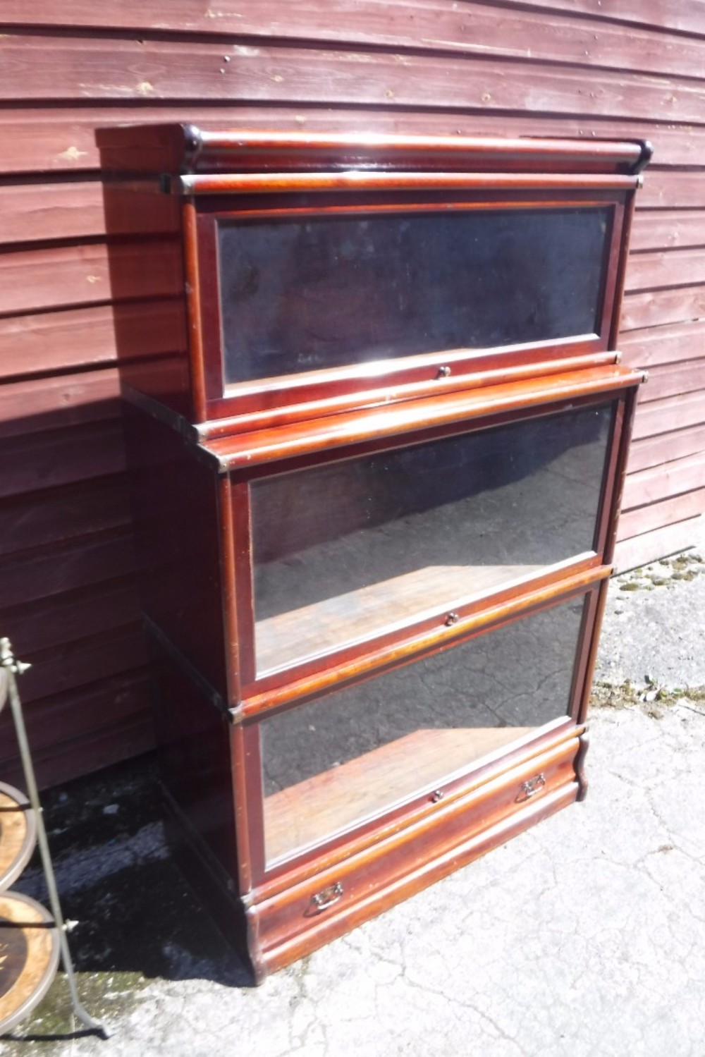 Mahogany 3 section Globe Wernicke bookcase with drawer