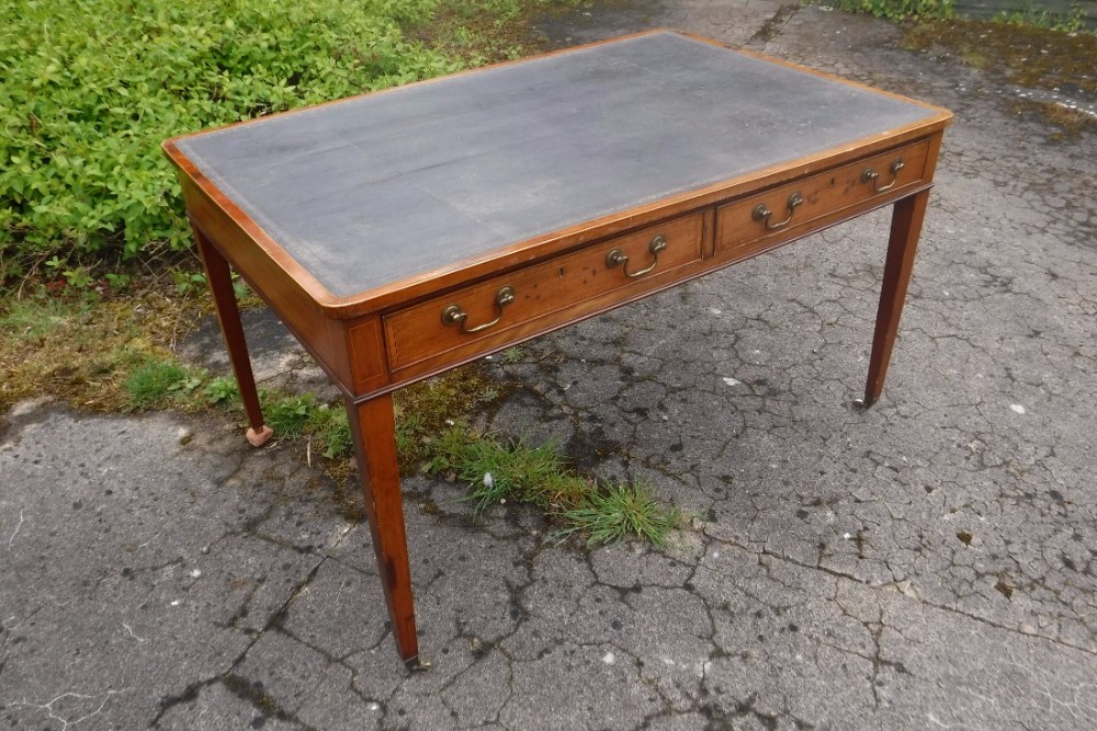 Edwardian inlaid mahogany 4 drawer partners writing table