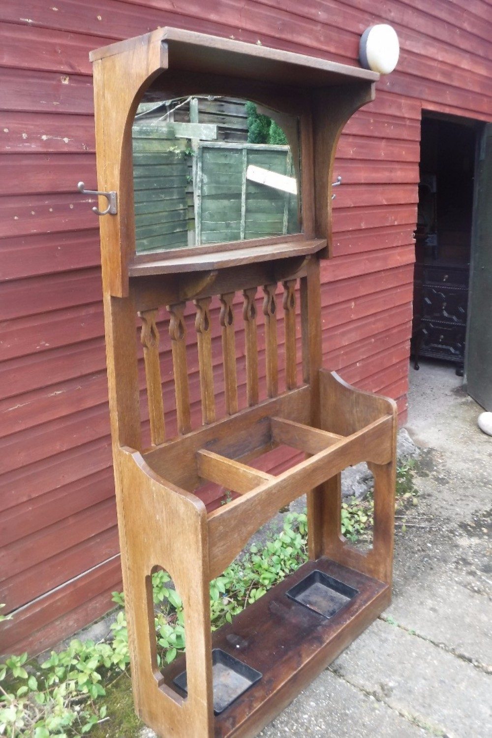Oak arts and crafts oak hall stand
