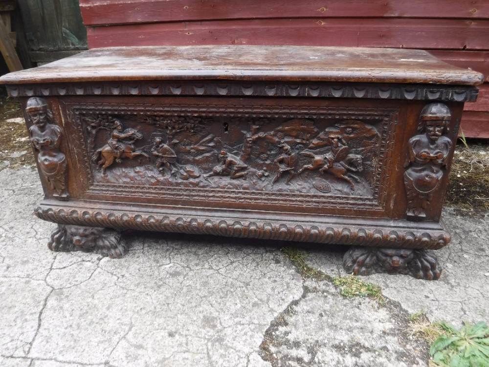18th century carved walnut cassone chest