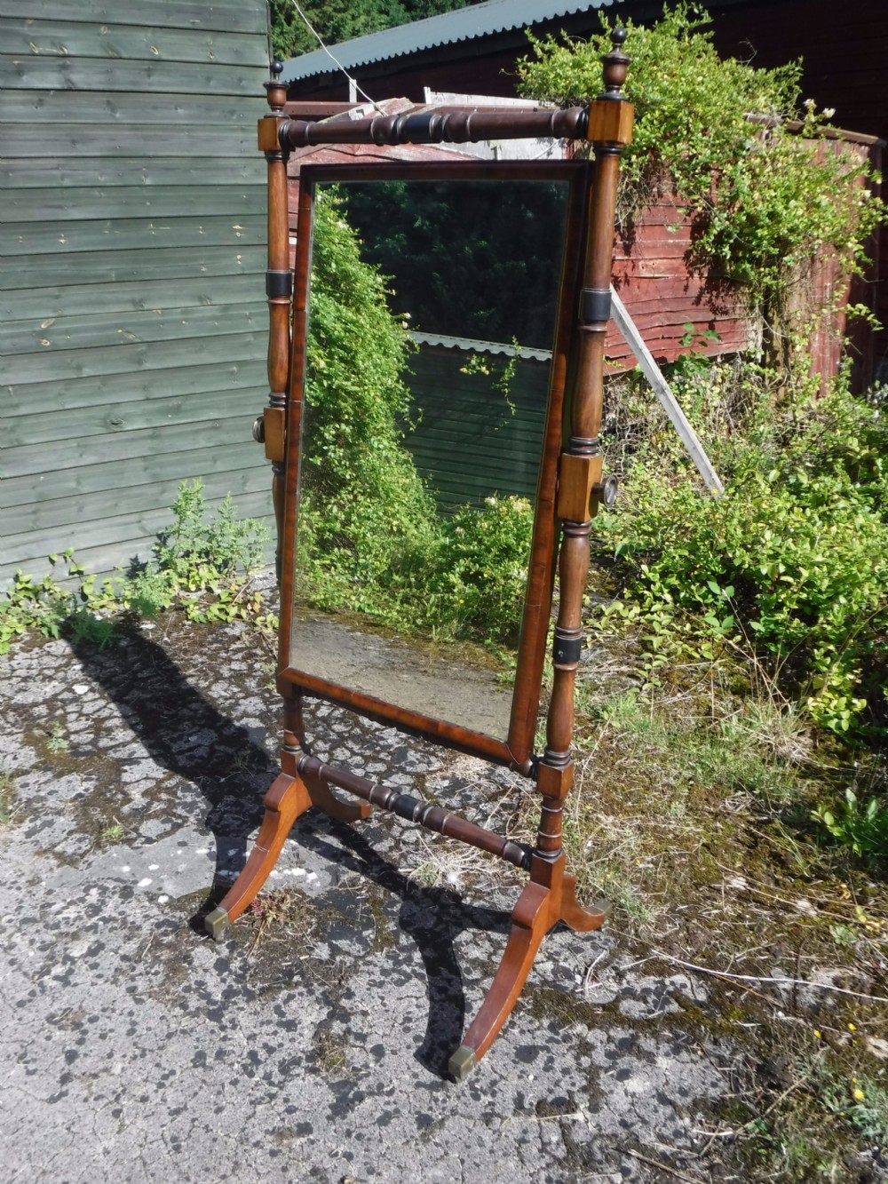 19th century mahogany cheval dressing mirror