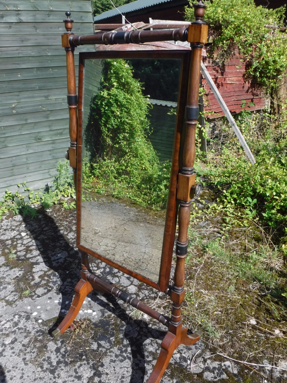 19th century mahogany cheval dressing mirror View II