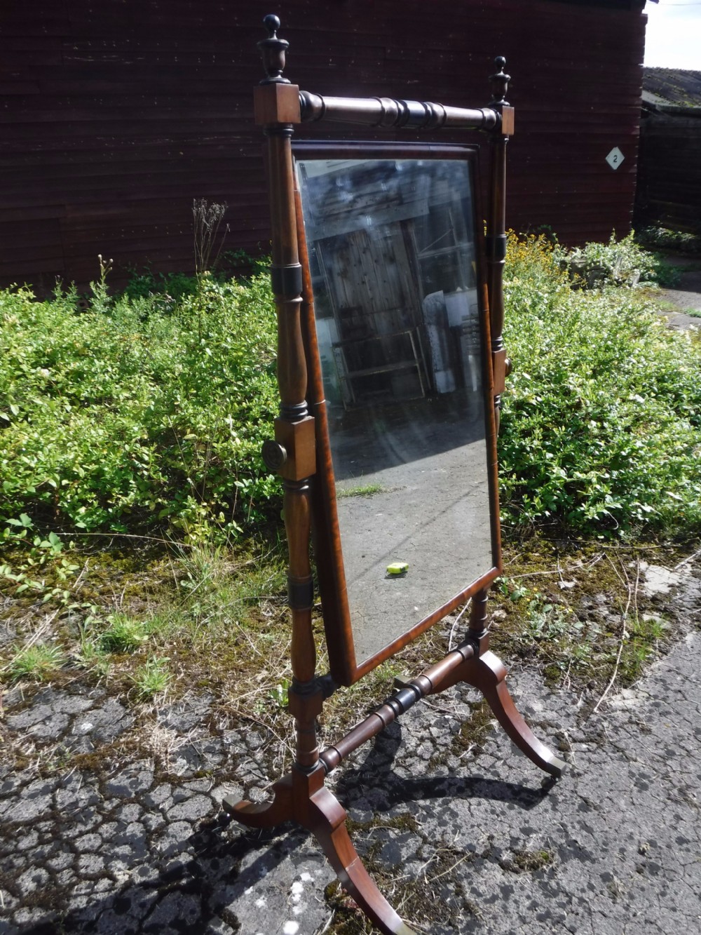 19th century mahogany cheval dressing mirror View III