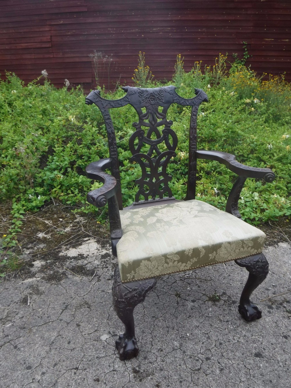 Good late 19th century carved desk armchair
