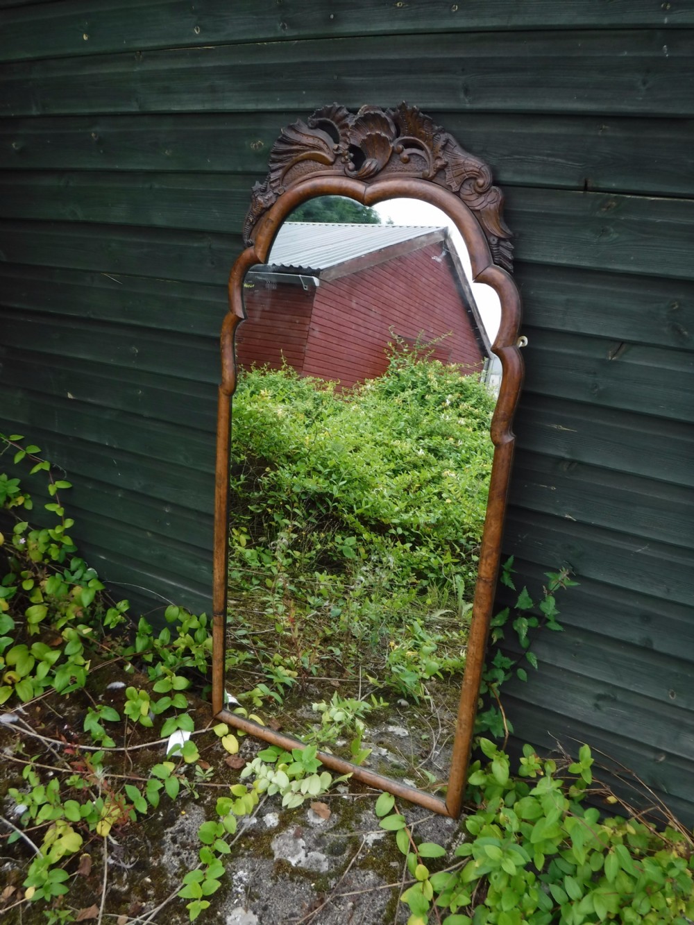 Late Georgian walnut frame wall mirror