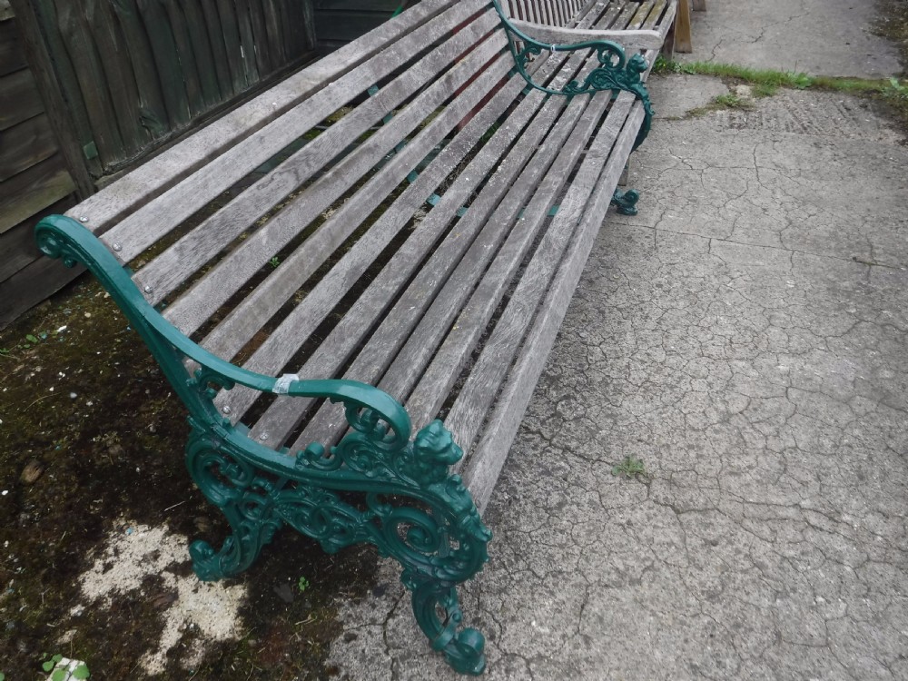 Cast iron and slatted teak garden bench View III