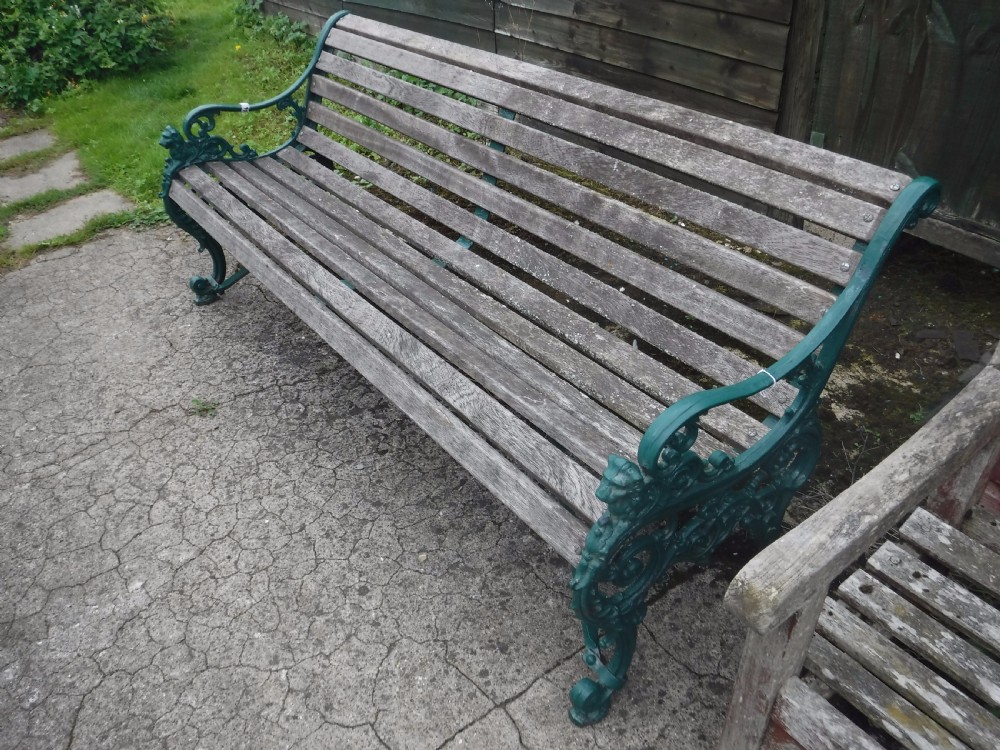 Cast iron and slatted teak garden bench View IV