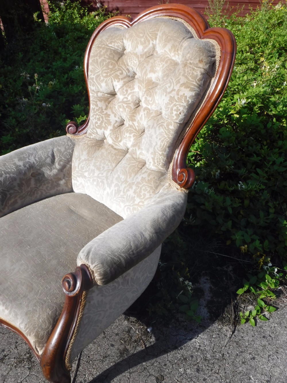 Victorian mahogany spoon back armchair View II