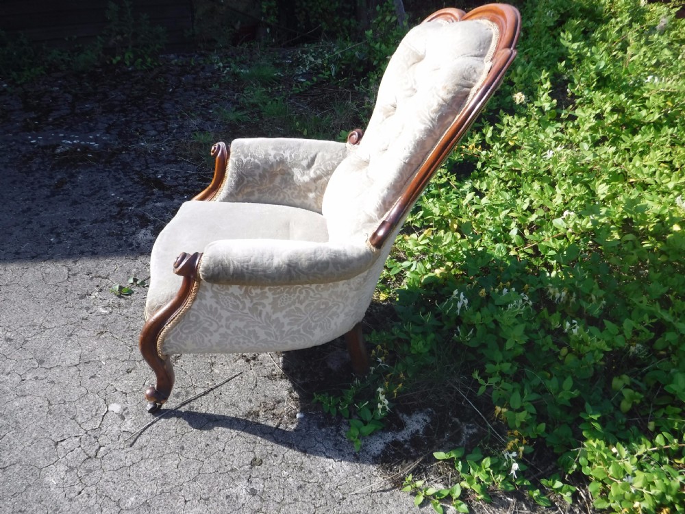 Victorian mahogany spoon back armchair View IV