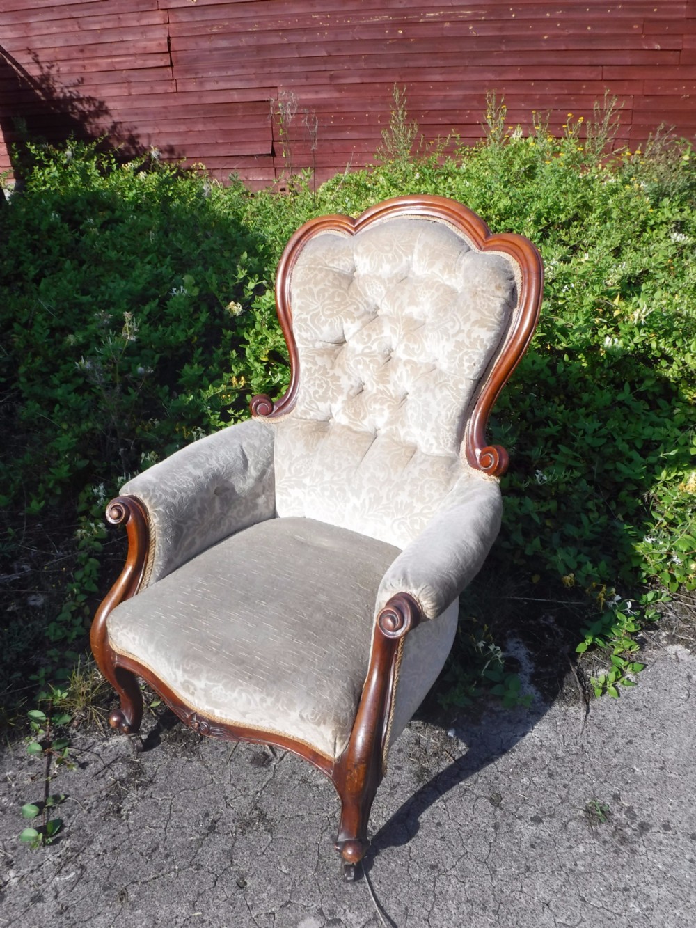 Victorian mahogany spoon back armchair View V