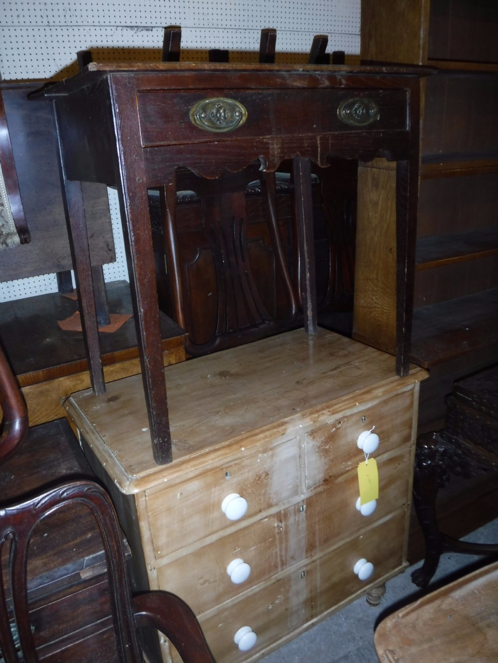 Late Georgian oak single drawer side table View IV