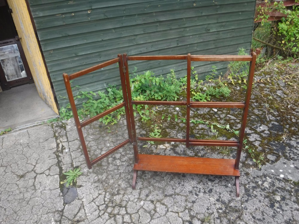 Useful Edwardian mahogany folding towel rail View II