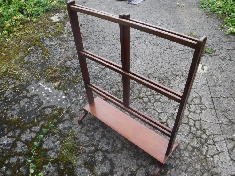Useful Edwardian mahogany folding towel rail View III