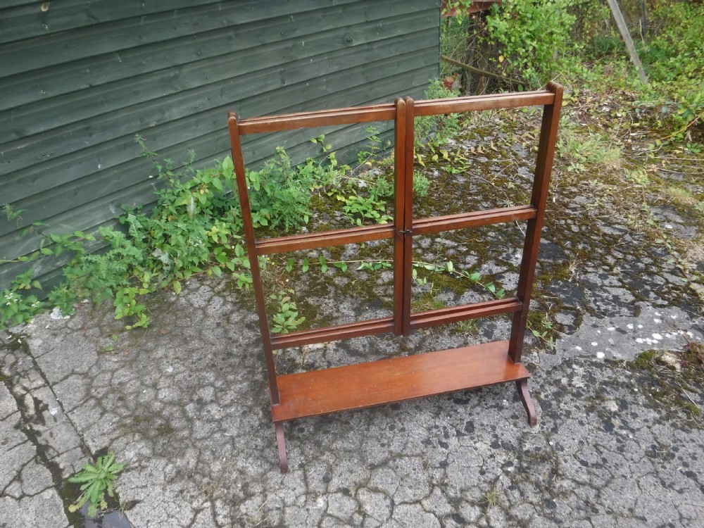 Useful Edwardian mahogany folding towel rail View IV