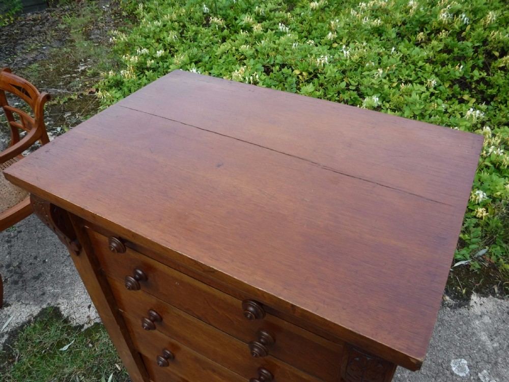 Victorian oak 7 drawer Wellington chest with makers stamp View VIII
