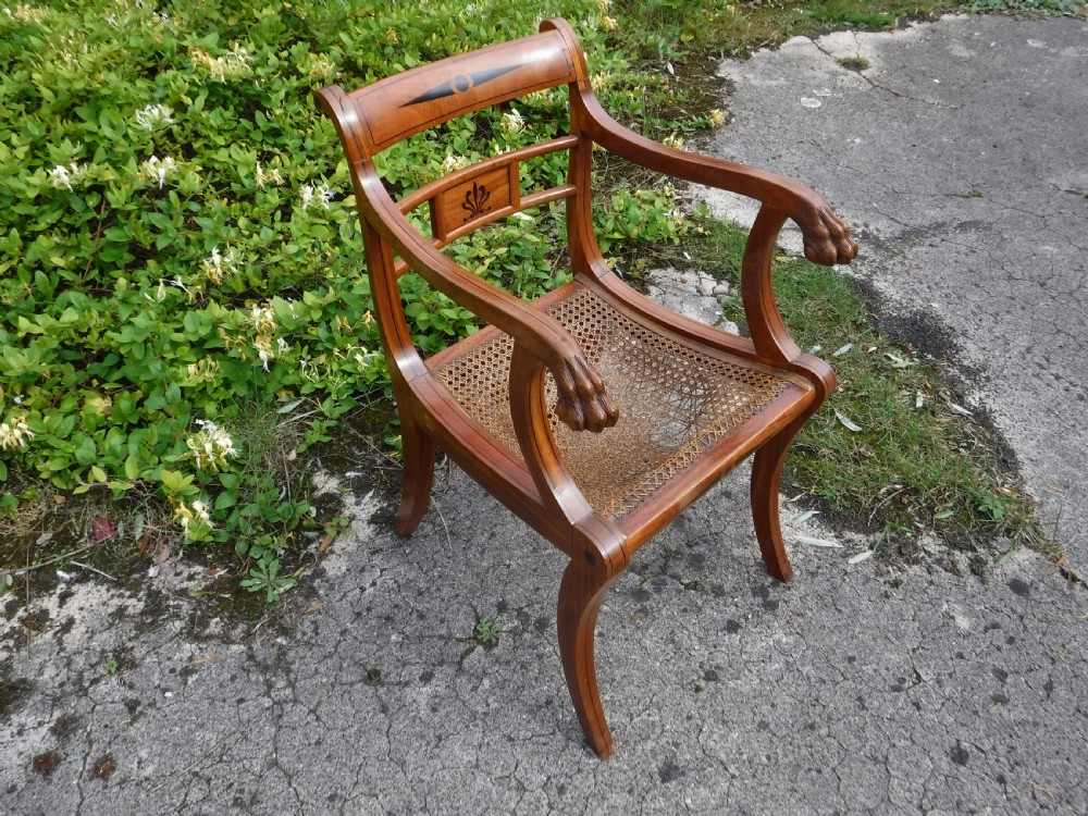 Solid satinwood armchair with carved LIon feet arms View II