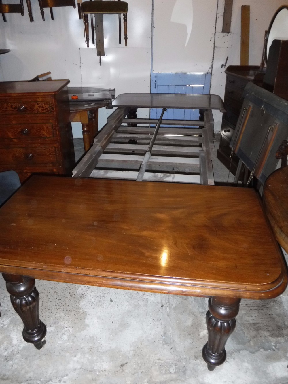 Mid 19th century mahogany extending table.Extends to 10 foot View XI