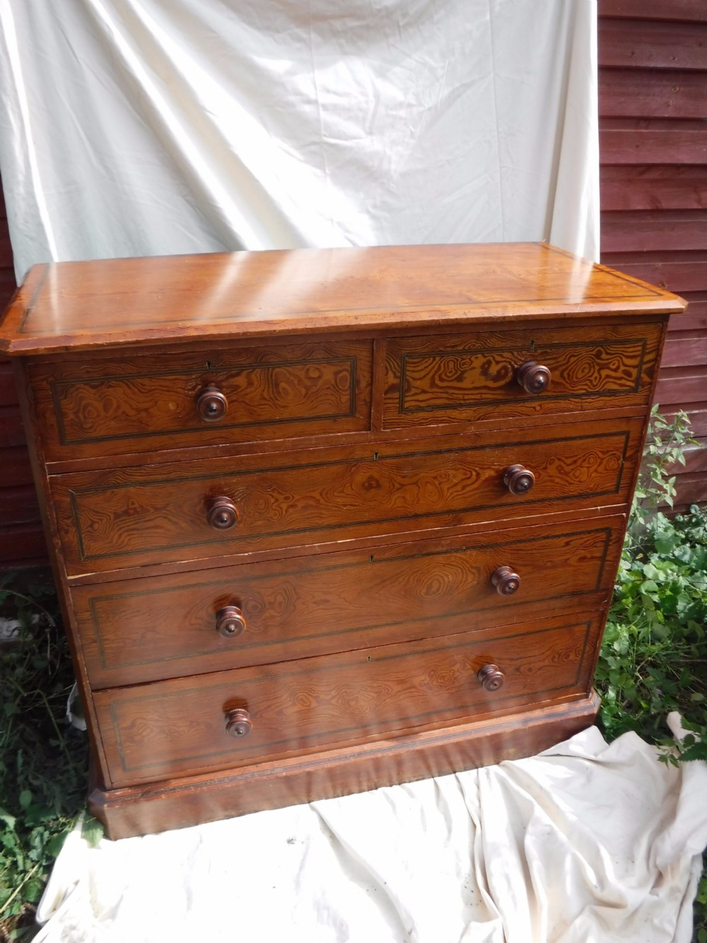 Good 19th century pitch pine chest of drawers