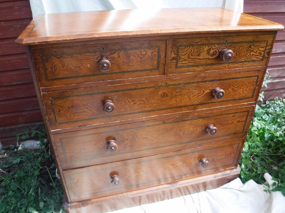 Good 19th century pitch pine chest of drawers View III