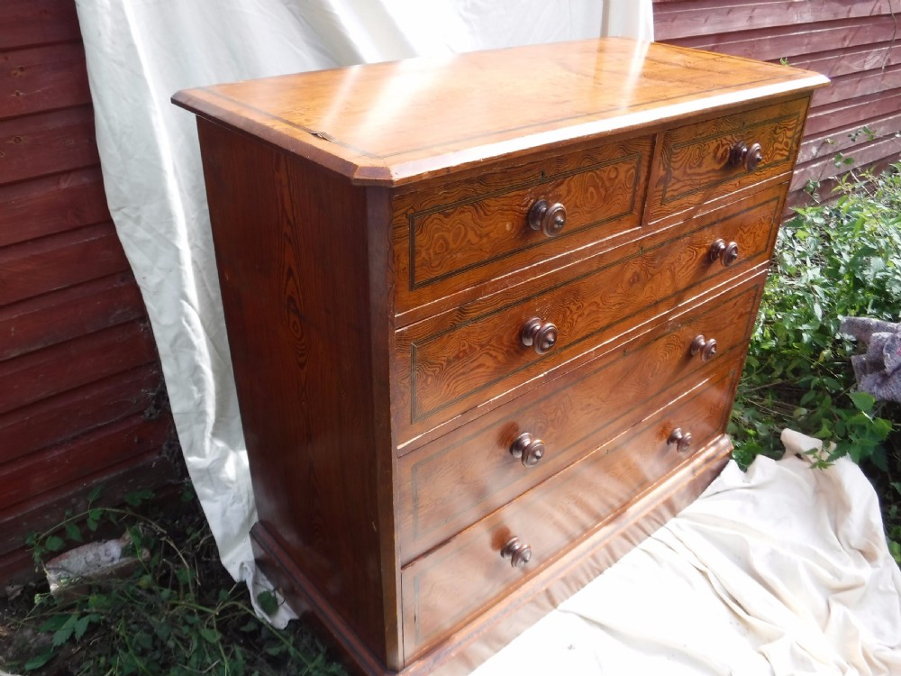 Good 19th century pitch pine chest of drawers View IV