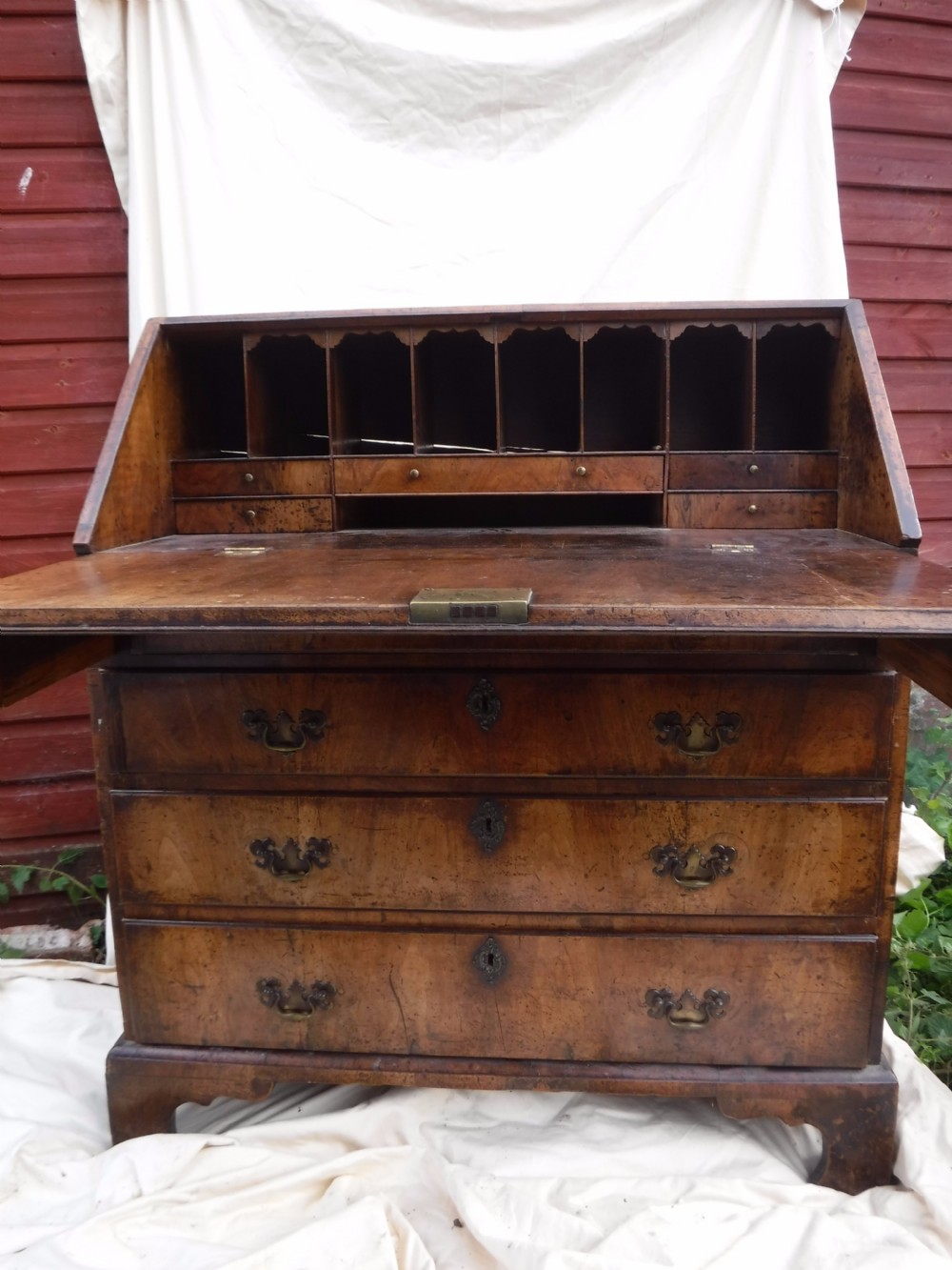 Mid 18th century walnut 4 drawer bureau View II