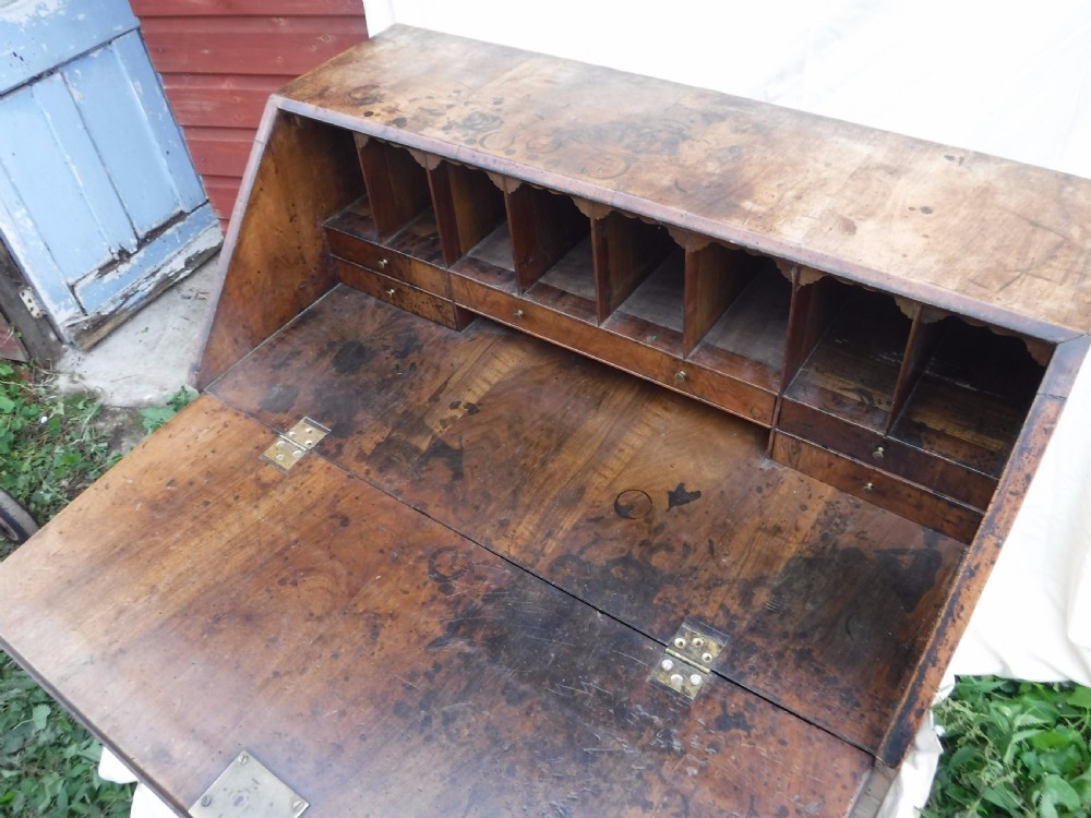 Mid 18th century walnut 4 drawer bureau View V