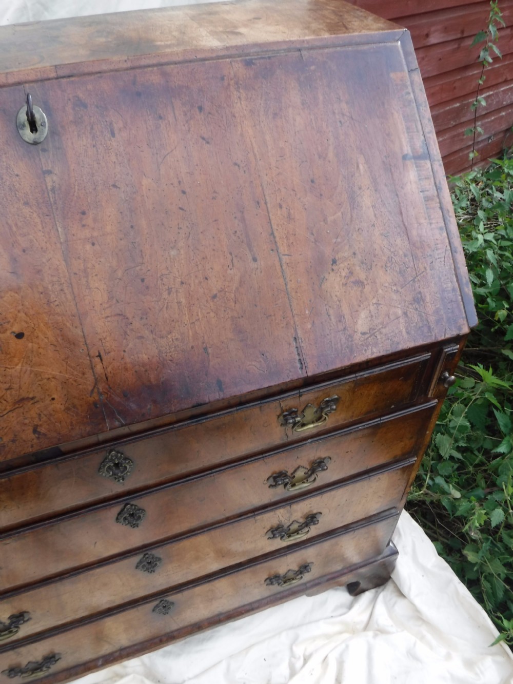 Mid 18th century walnut 4 drawer bureau View VI