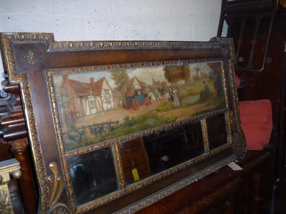 Early 20th century decorated overmantel mirror View V