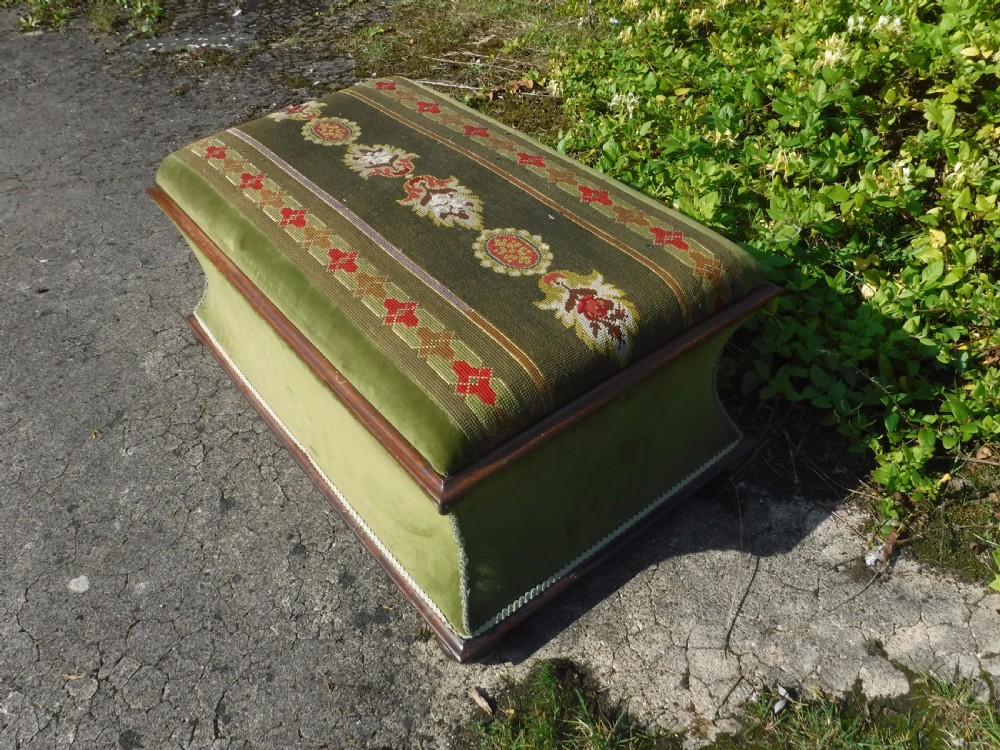 Large 19th century rosewood frame box ottoman stool