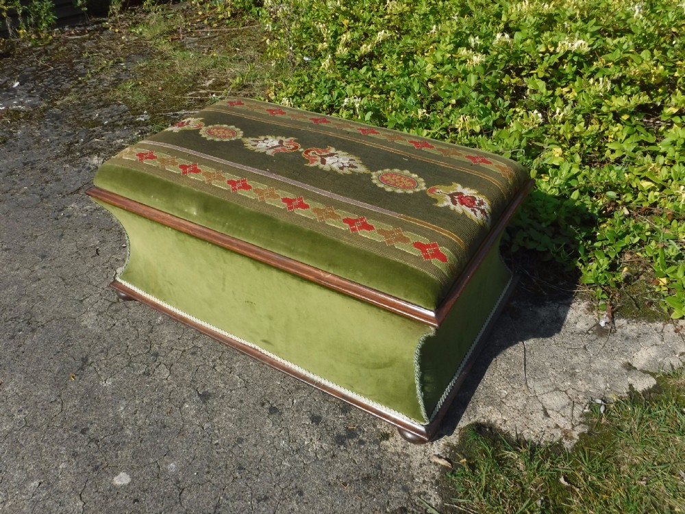 Large 19th century rosewood frame box ottoman stool View III