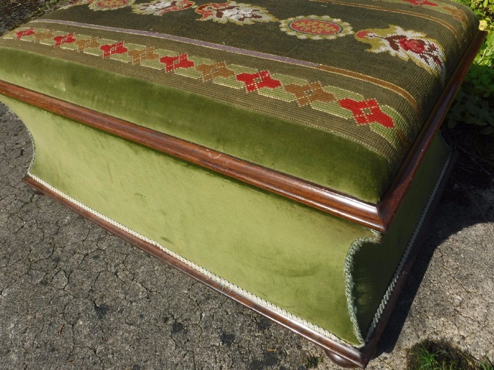 Large 19th century rosewood frame box ottoman stool View VII