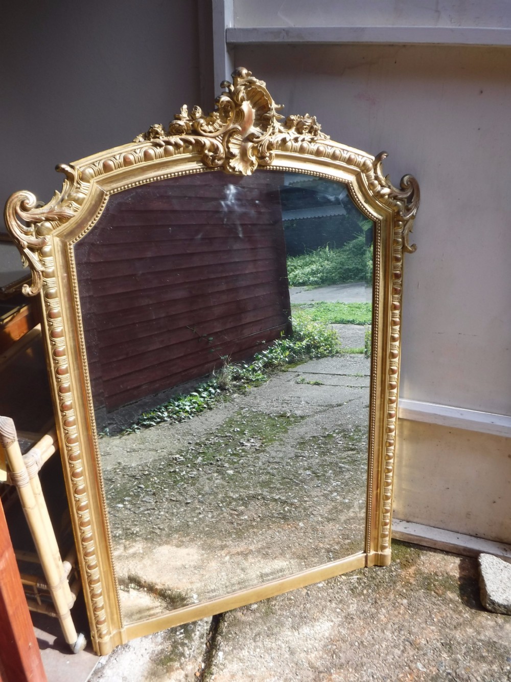 Late 19th century gilded hall mirror.