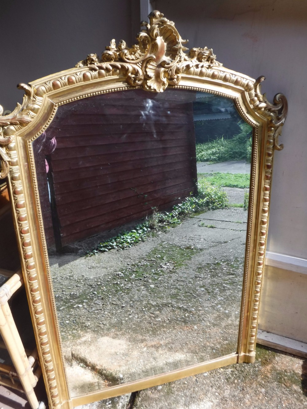 Late 19th century gilded hall mirror. View II