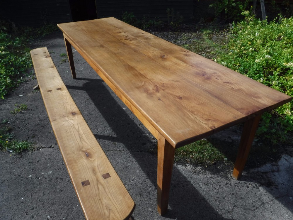  10 foot Farmhouse  dining table with a good bench and pull out slide View III