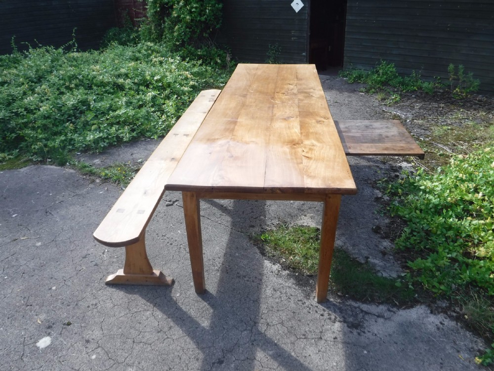 10 foot Farmhouse  dining table with a good bench and pull out slide View VII