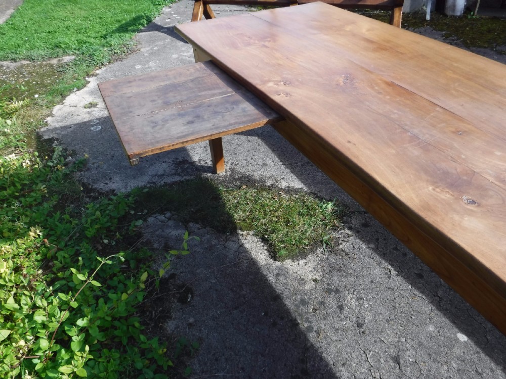  10 foot Farmhouse  dining table with a good bench and pull out slide View IX