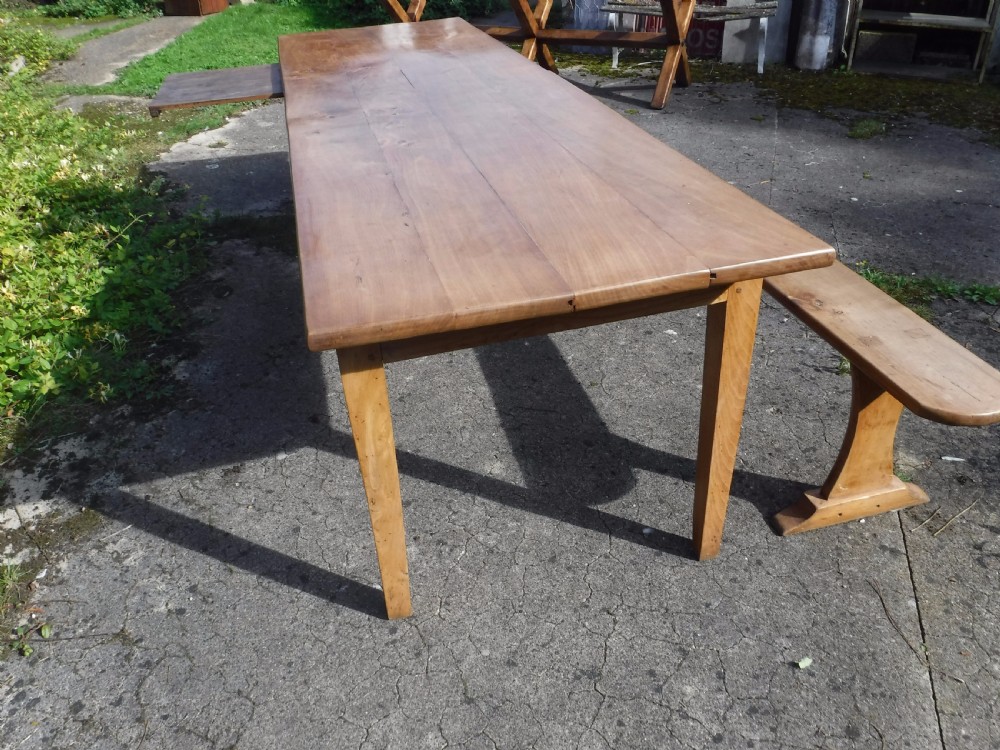  10 foot Farmhouse  dining table with a good bench and pull out slide View X