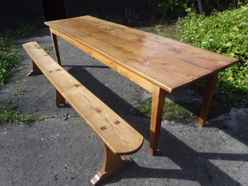  10 foot Farmhouse  dining table with a good bench and pull out slide View XI
