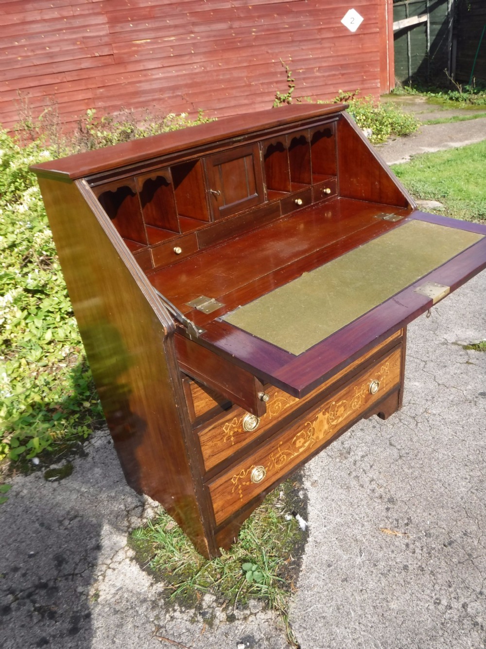 Good Edwardian  inlaid rosewood and mahogany writing bureau View V