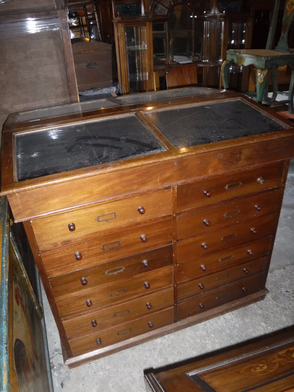 Early 20th century mahogany 24 drawer display cabinet View III