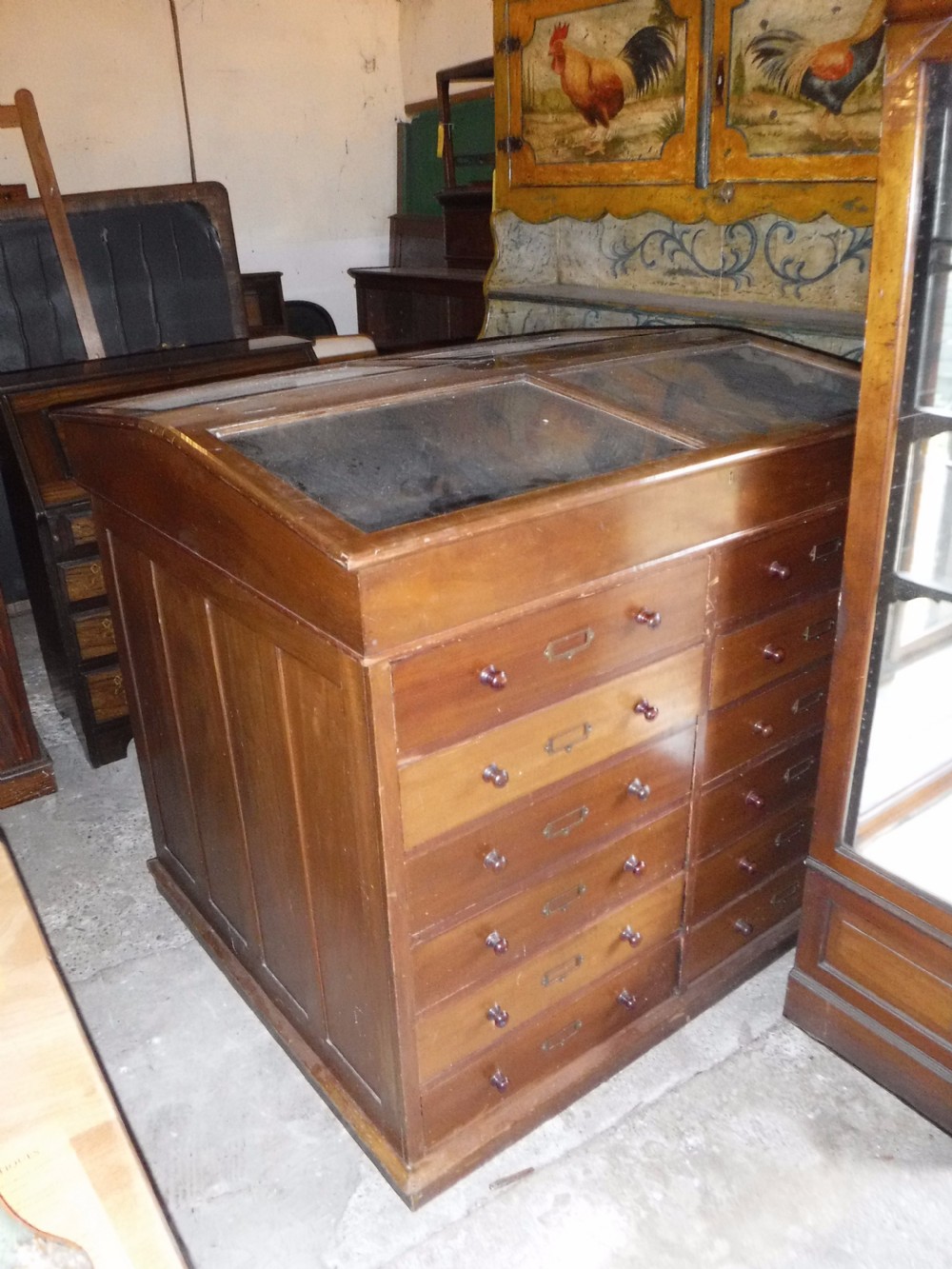 Early 20th century mahogany 24 drawer display cabinet View IV