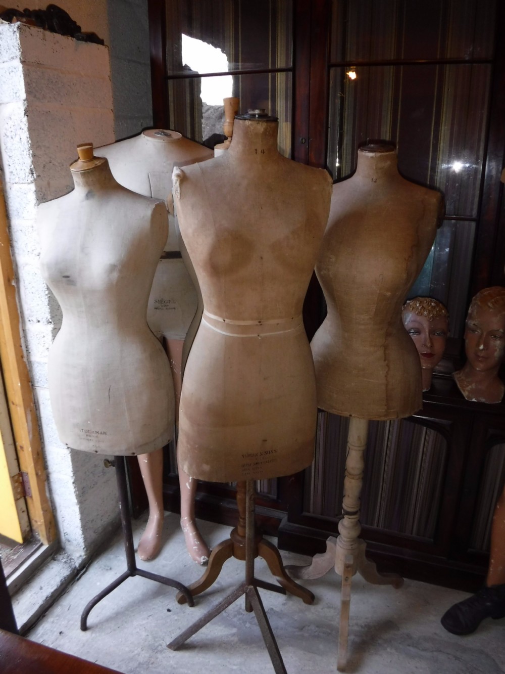 7 early 20th century mannequins plus 2 heads View II