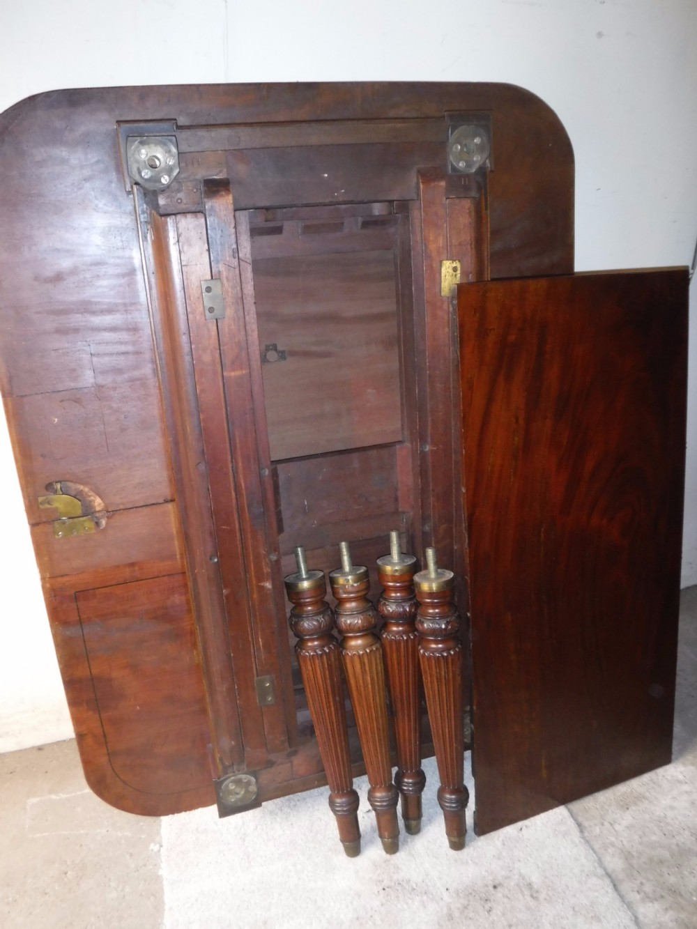 Early 19th century  extending campaign dining table View IX