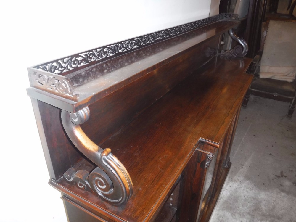 Good Regency rosewood breakfront bookcase cabinet View IV