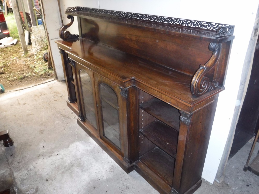 Good Regency rosewood breakfront bookcase cabinet View VI