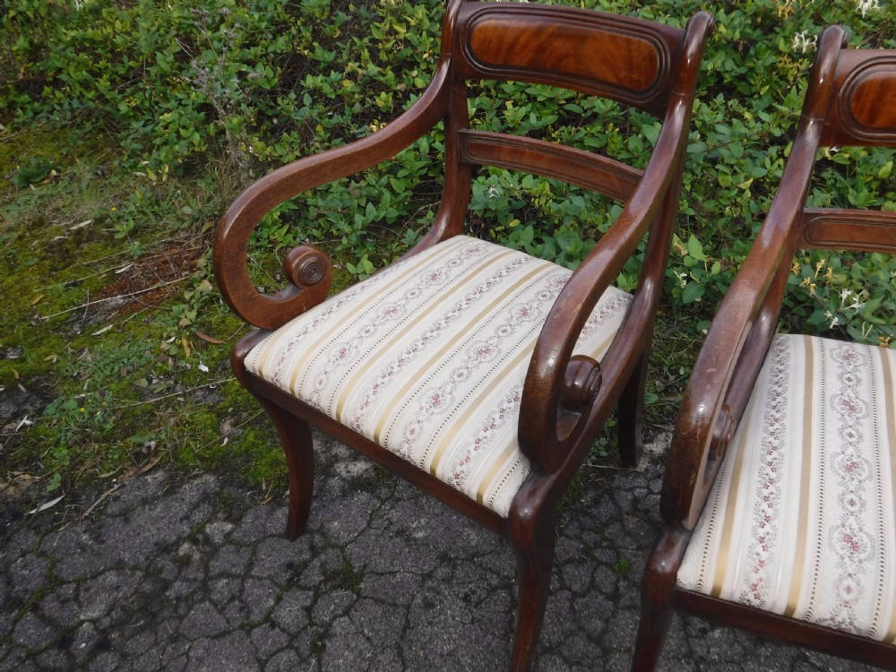 Pair of 19th century mahogany sabre leg armchairs View III