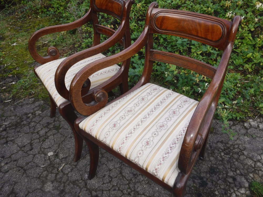 Pair of 19th century mahogany sabre leg armchairs View IV